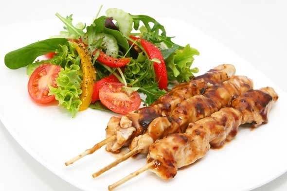 Well Dressed Food Chicken Satay Spicy Asian Peanut Sauce